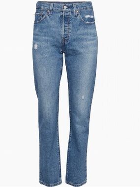 Levi's Straight Leg Distressed 501 Button Fly Jeans
